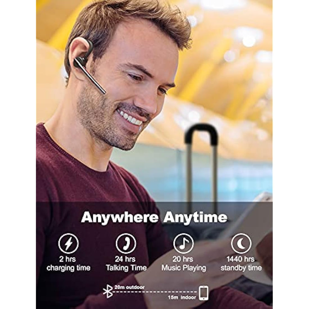 New Bee Bluetooth Headset – Noise Cancelling Earpiece with 24H Talk Time