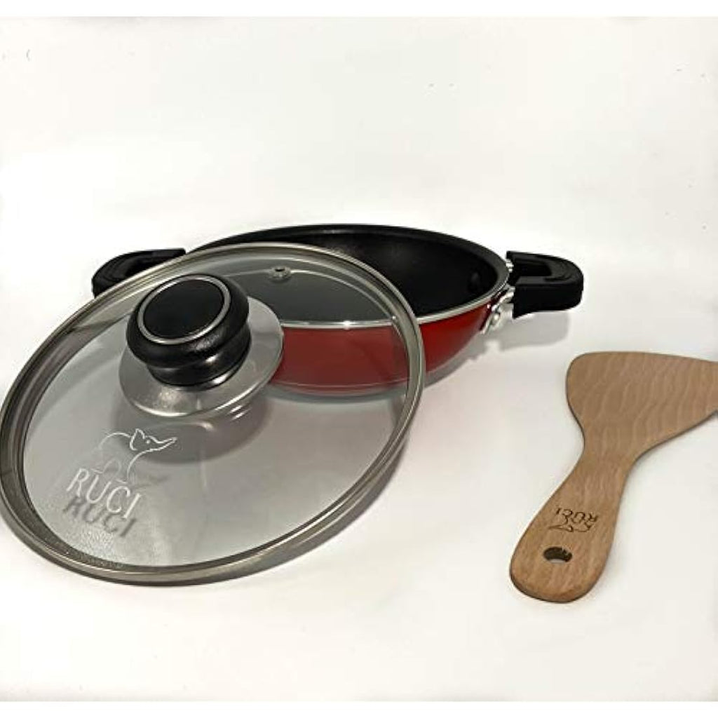 RUCI Non-Stick Hopper Pan with Glass Lid – 20cm Sri Lankan Cookware