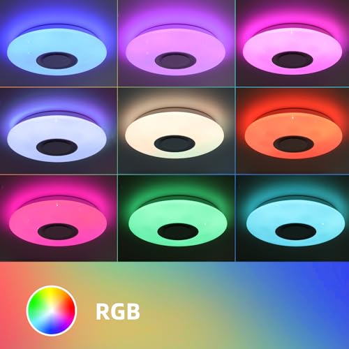 Horevo 36W LED Ceiling Light with Bluetooth Speaker | RGB Flush Mount