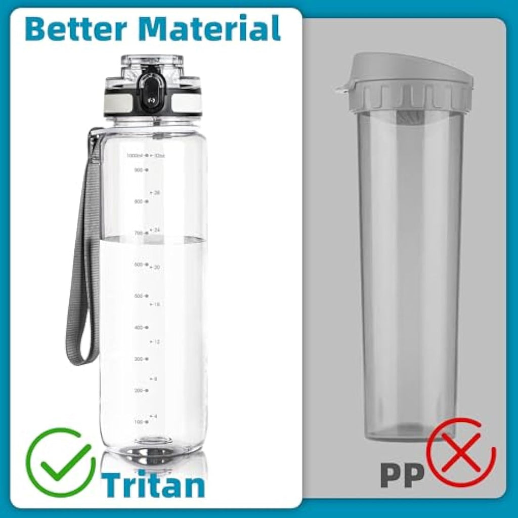 OLDLEY 1L Motivational Sports Water Bottle | Leakproof Tritan Plastic