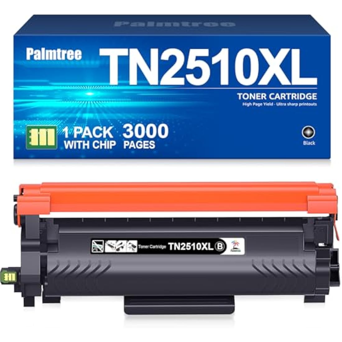 Palmtree TN2510XL High-Yield Black Toner for Brother HL-L2400DW MFC-L2800DW