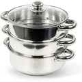 Jolof Store 3-Piece Stainless Steel Steamer Pot Set with Glass Lids