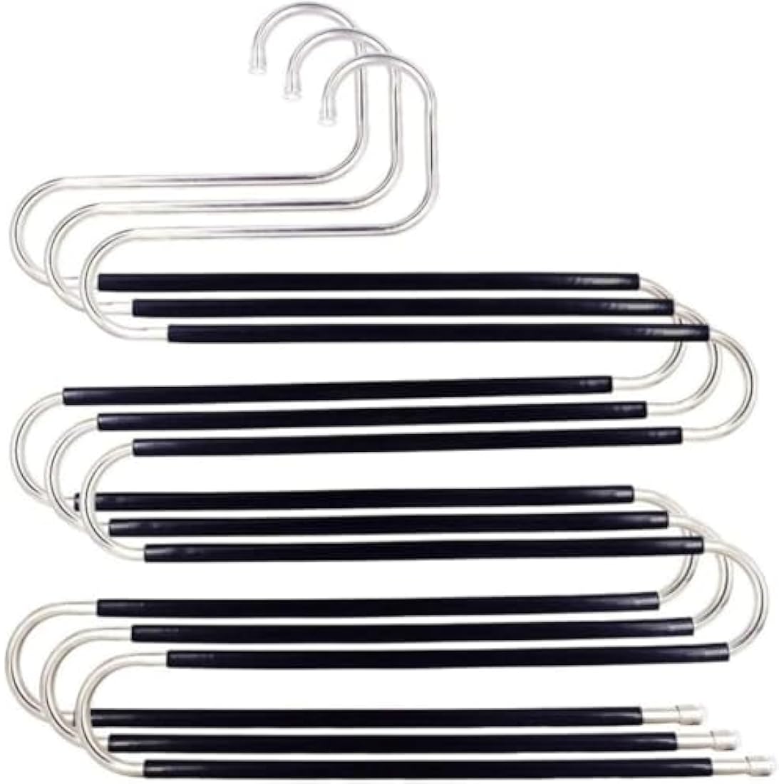 5-Tier S-Type Pants Hangers – Stainless Steel 3 Pack