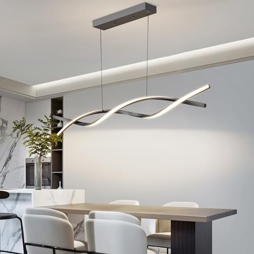 Mikeru 100CM Wave LED Pendant Light | Black Dimmable Modern Chandelier