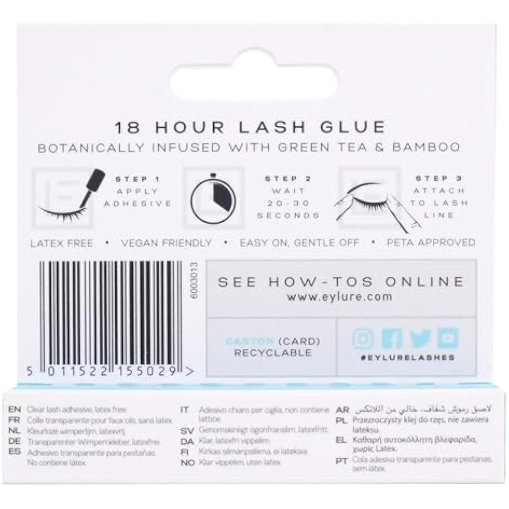 Eylure 18 Hour Lash Glue – Clear Latex-Free Eyelash Adhesive, 4.5ml