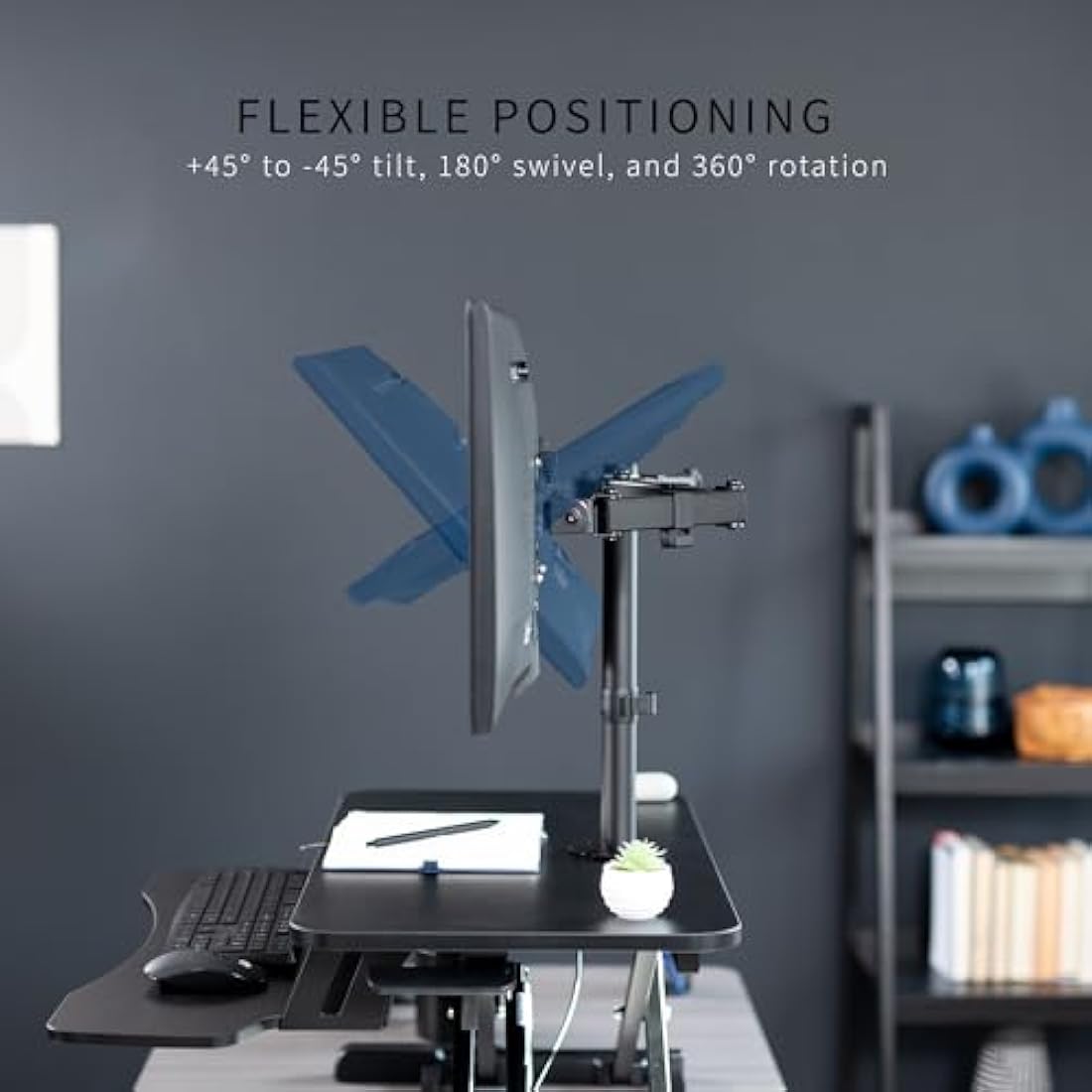 VIVO Standing Desk Converter with Dual Monitor Mount - 81cm Black Riser