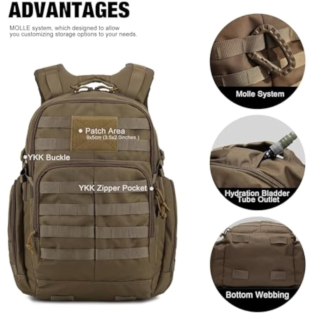 Mardingtop 40L Military Tactical Backpack | 600D Molle Hiking Rucksack