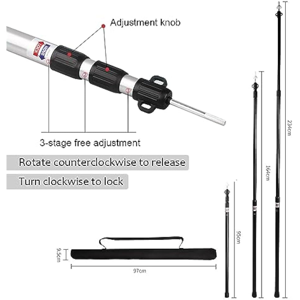 Telescopic Aluminum Tent Poles | 95-234cm Awning Support