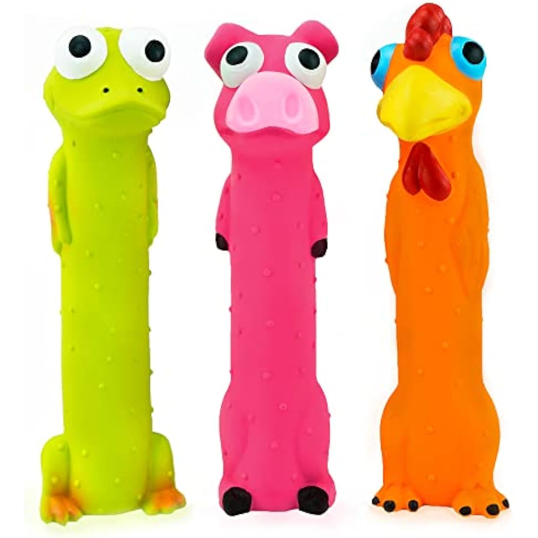 Chiwava Squeaky Latex Dog Toys – 3 Pack Non-Toxic Animal Fetch Sticks