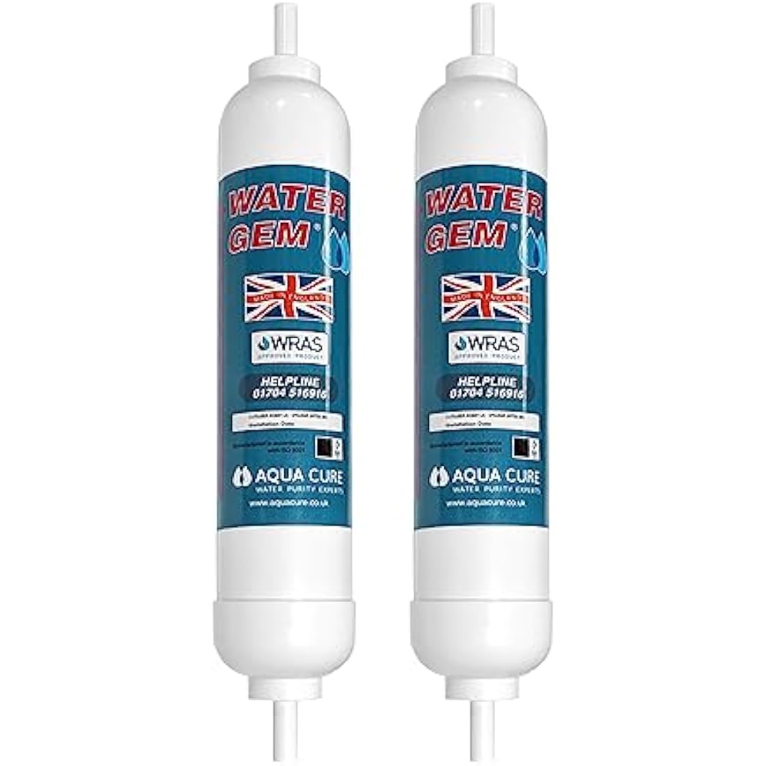 Water Gem Under Sink Filter Replacement – WRAS Approved 3/8" Inline (2 Pack)