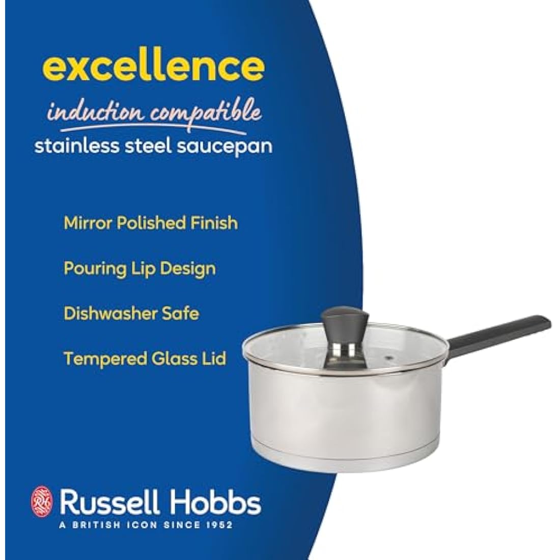Russell Hobbs Excellence 20cm Stainless Steel Saucepan with Lid