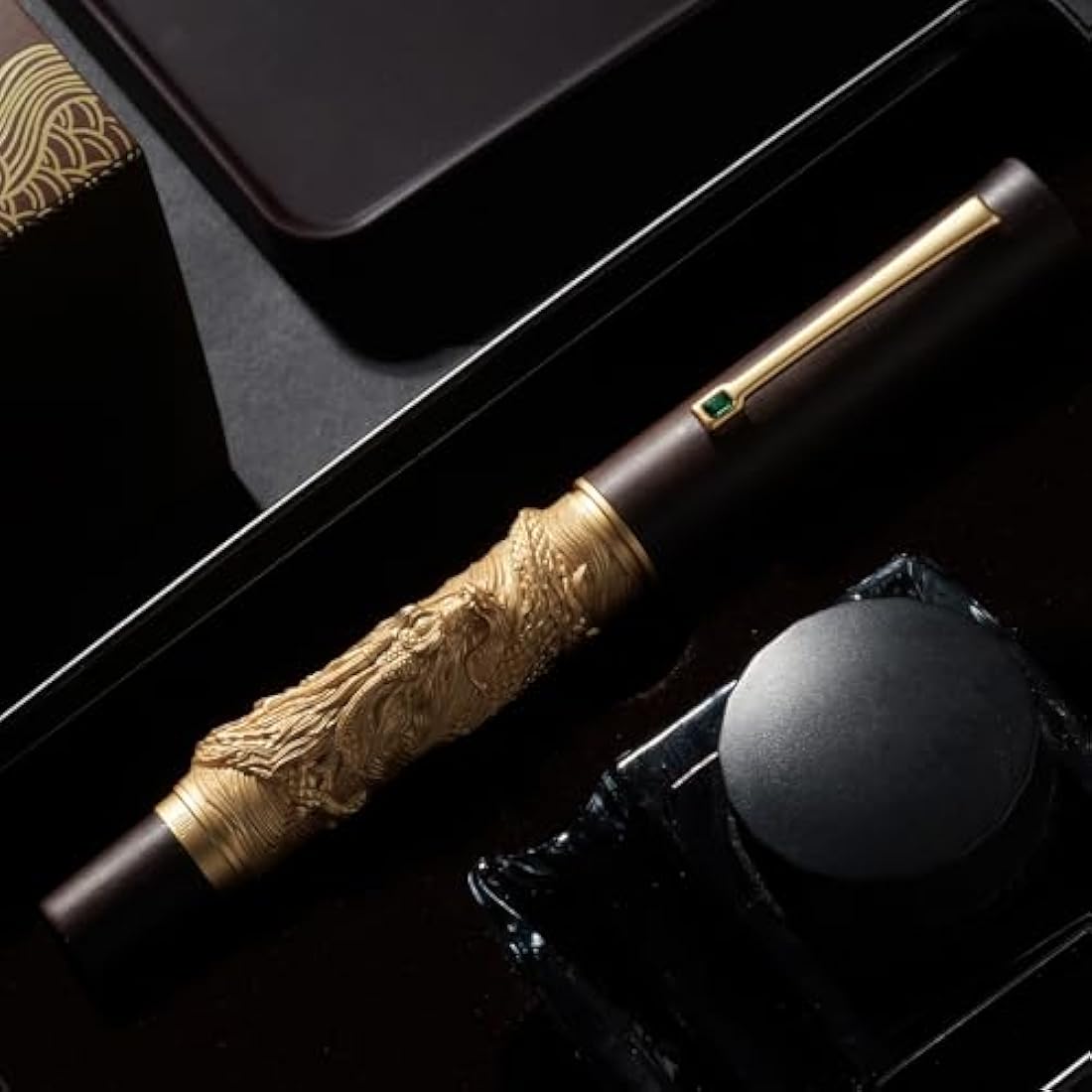 Hongdian N24 Dragon Fountain Pen | Fine Nib Rosewood Luxury Writing Pen