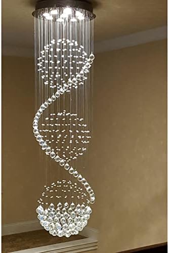 Spiral Sphere Crystal Chandelier – 180cm LED Flush Mount Lamp