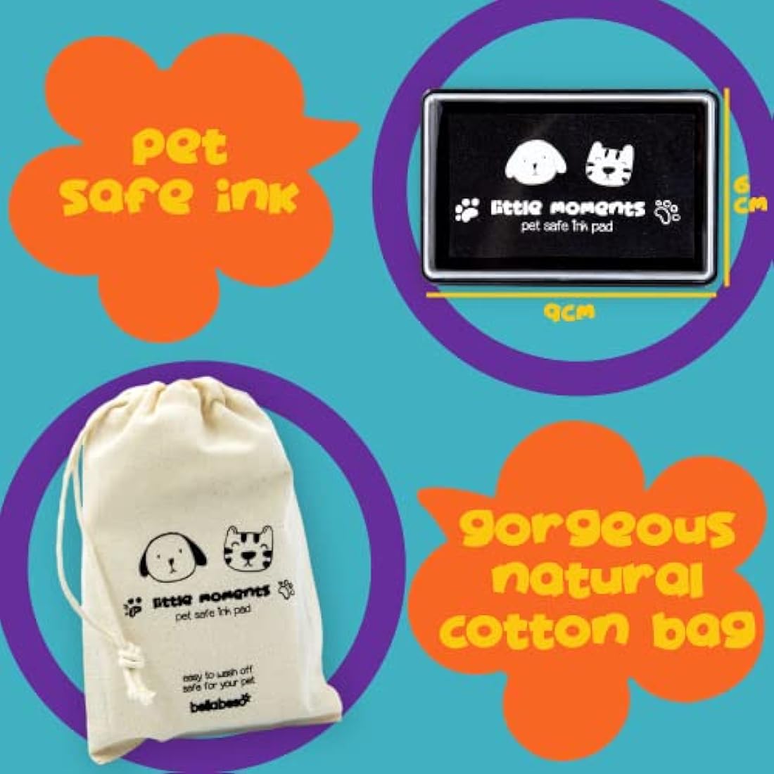 Pet Safe Paw Print Kit – Black Ink Pad with Drawstring Bag