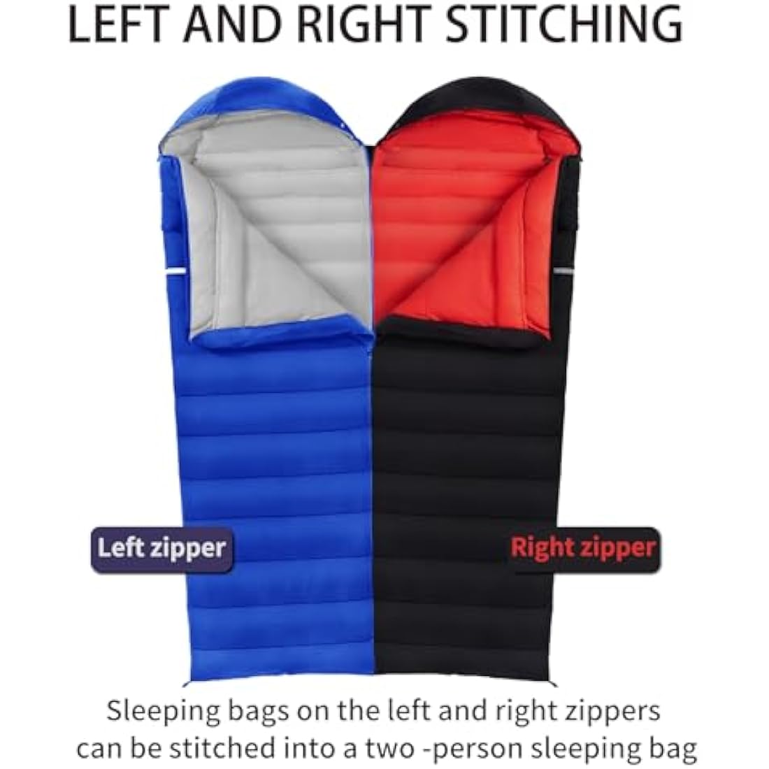 QEZER Down Sleeping Bag | Lightweight 4-Season Rectangular Nylon Bag