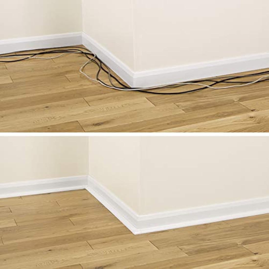 D-Line Quarter Round Cable Trunking Kit | 4m Self-Adhesive Floor Trim - White
