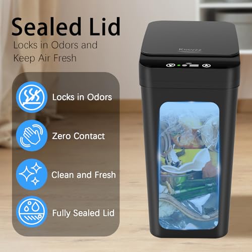 Kssvzz 3-Pack Motion Sensor Trash Can | 10L Slim Touchless Bathroom Bin