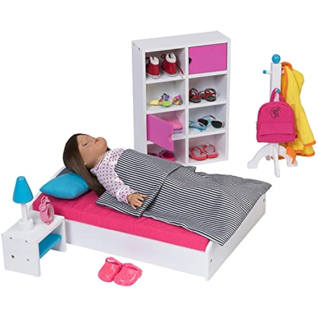 The New York Doll Collection Wooden Doll Bed & Bedroom Set for 18" Dolls