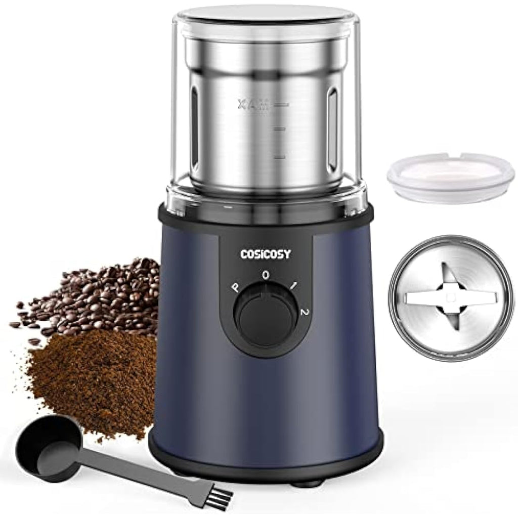 Cosicosy Electric Coffee Grinder | 350W Stainless Steel Spice Mill, Navy Blue