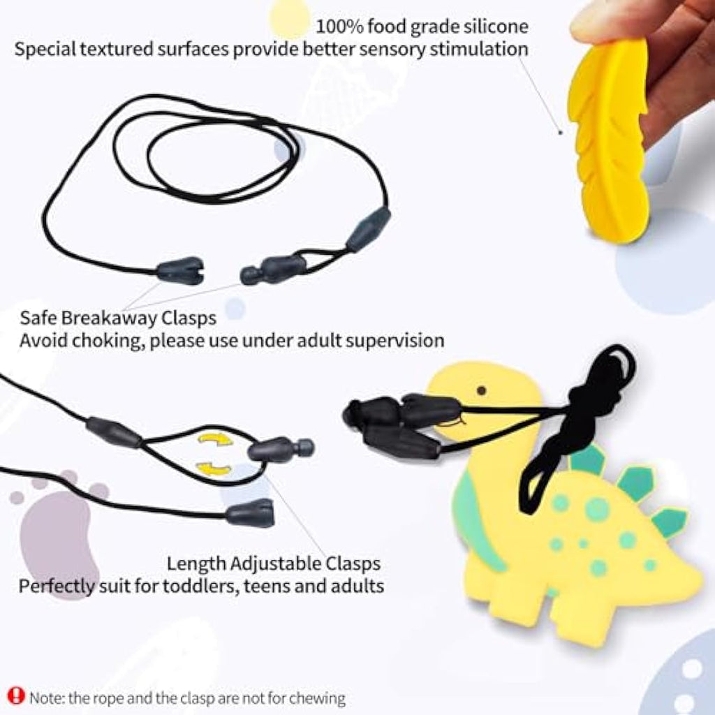 Jolof Store Sensory Chew Necklace - 6 Pack Food Grade Silicone Teethers