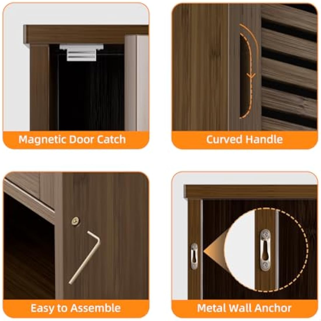 HITNET Bamboo Medicine Cabinet – Wall Mounted Bathroom Storage, Walnut