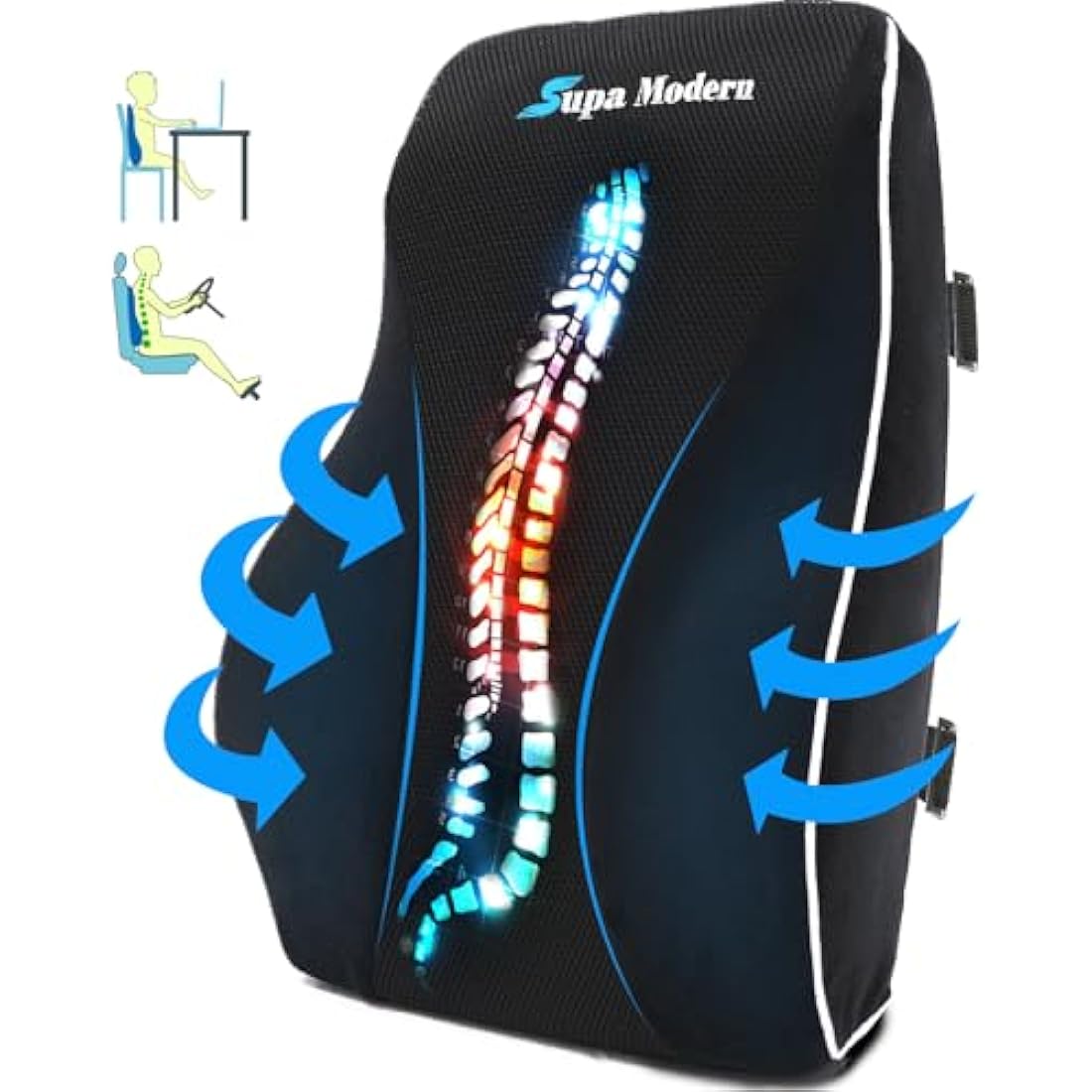 Supa Modern Lumbar Support Pillow | Memory Foam Back Cushion for Office Chair