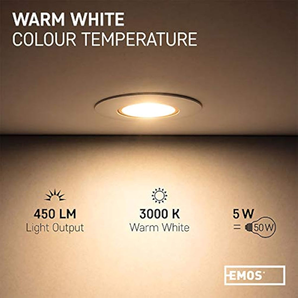 EMOS LED Recessed Ceiling Spotlights - 5W Warm White Ultra Slim, Pack of 12