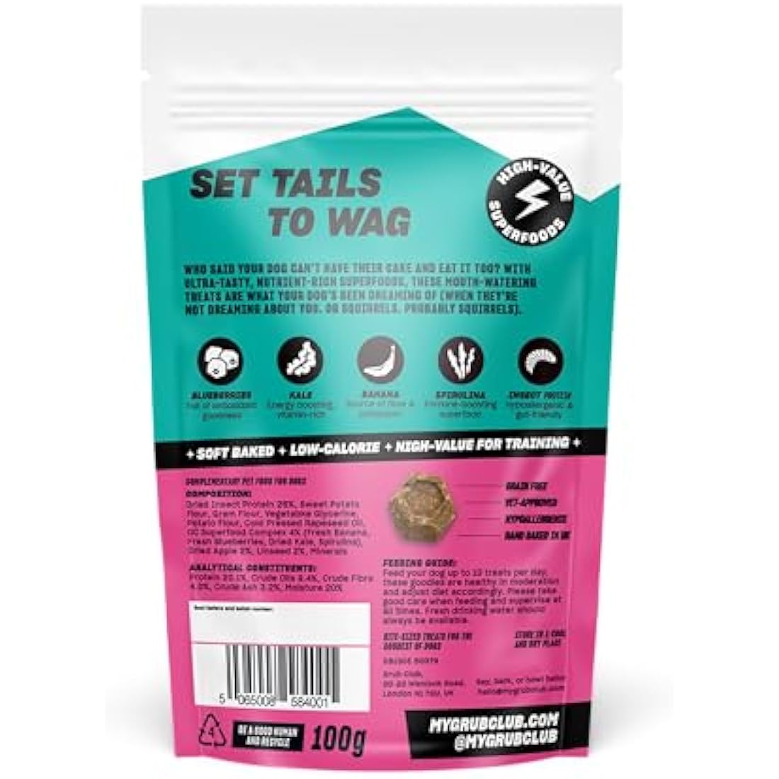 Grub Club Insect Protein Dog Treats – Grain Free Hypoallergenic (10x100g)