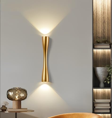 KRUIHAN Modern Gold LED Up and Down Wall Sconce | 35cm Metal Wall Lamp