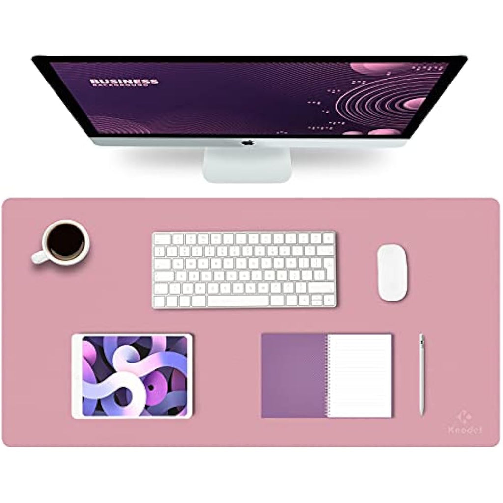 K KNODEL Dual-Sided Leather Desk Mat – Waterproof Office Pad, Purple