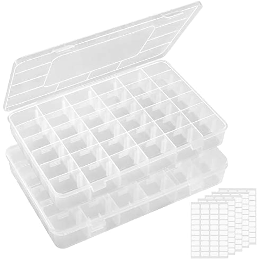 Lifewit 2-Pack 36 Grid Clear Plastic Organizer Box with Adjustable Dividers
