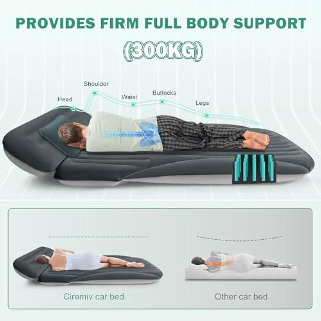 Ciremiv Inflatable Car Air Mattress – Double-Sided Flocking SUV Bed