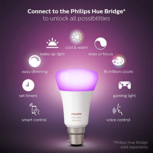 Philips Hue White & Colour Ambiance Mini Starter Kit | B22 Smart LED Bulbs