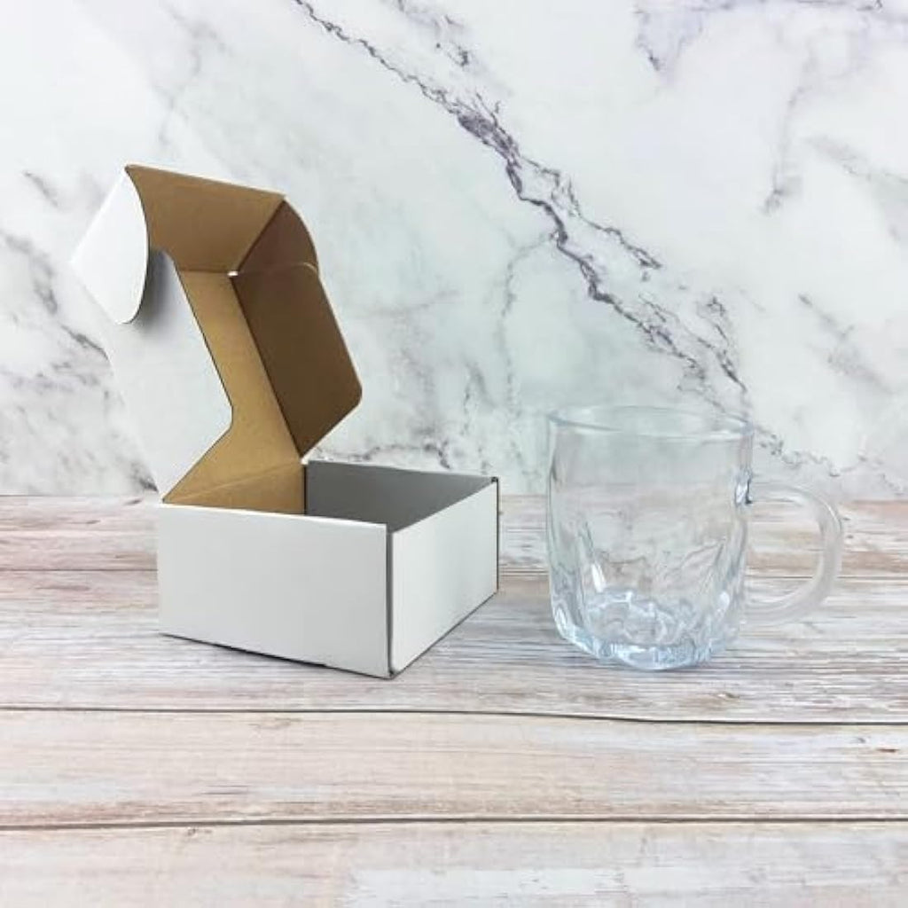 RLAVBL Small White Corrugated Shipping Boxes - 4x4x2 Inch, 25 Pack
