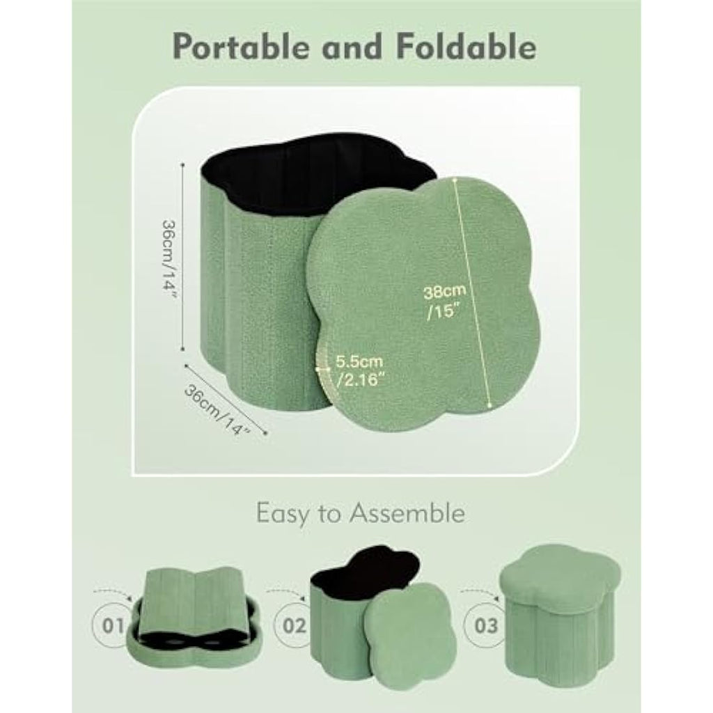 Boucle Storage Ottoman – Folding Teddy Fabric Toy Chest