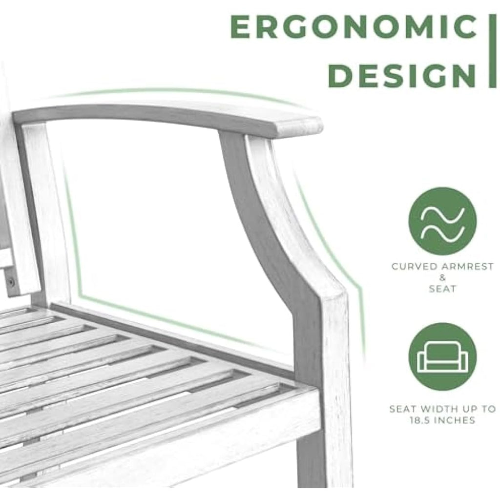 Grand Patio Metal Garden Bench – Rust-Resistant Outdoor Seating, White