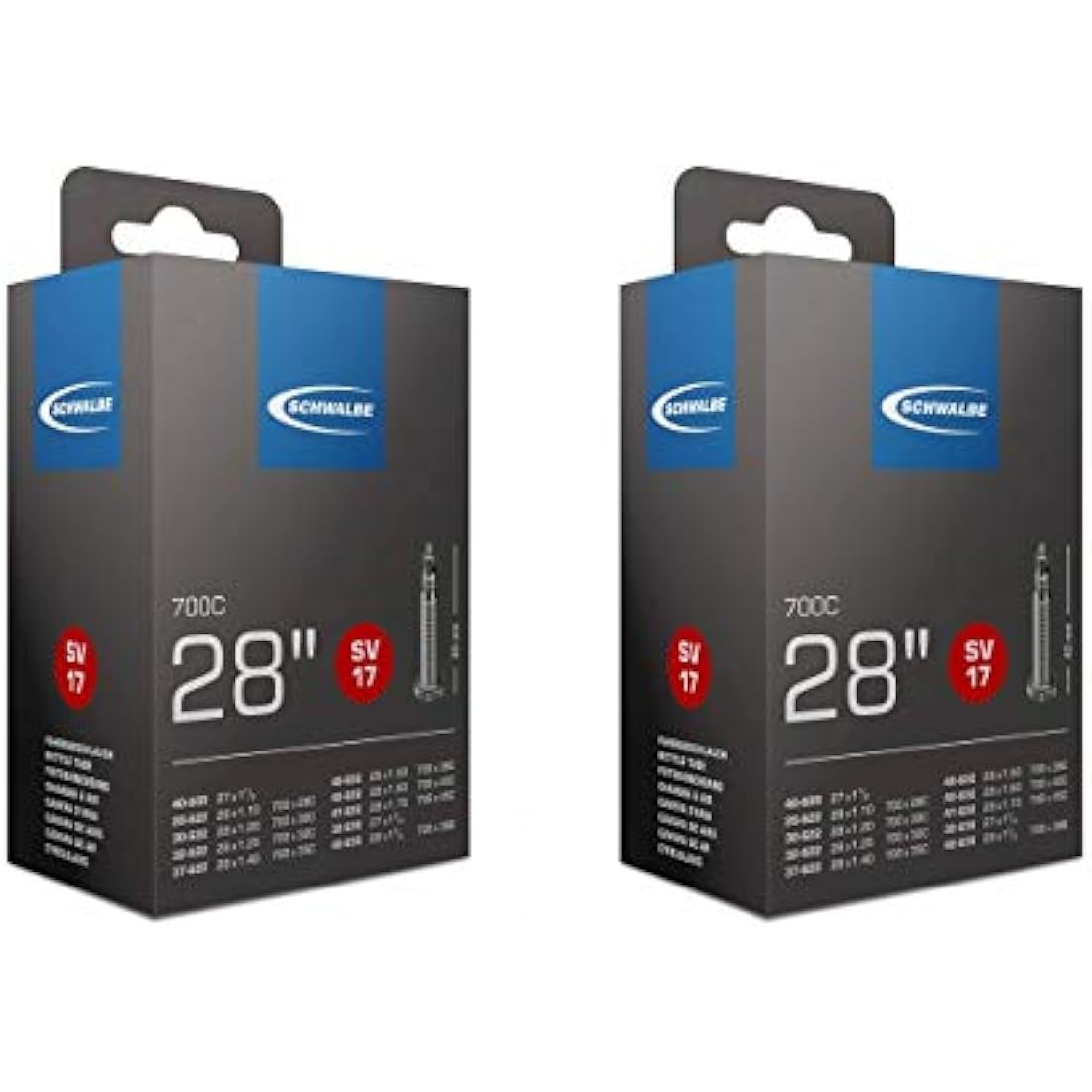 Schwalbe 700x35c Inner Tubes | 28 Inch Presta Valve Road Bike Tubes - 2 Pack