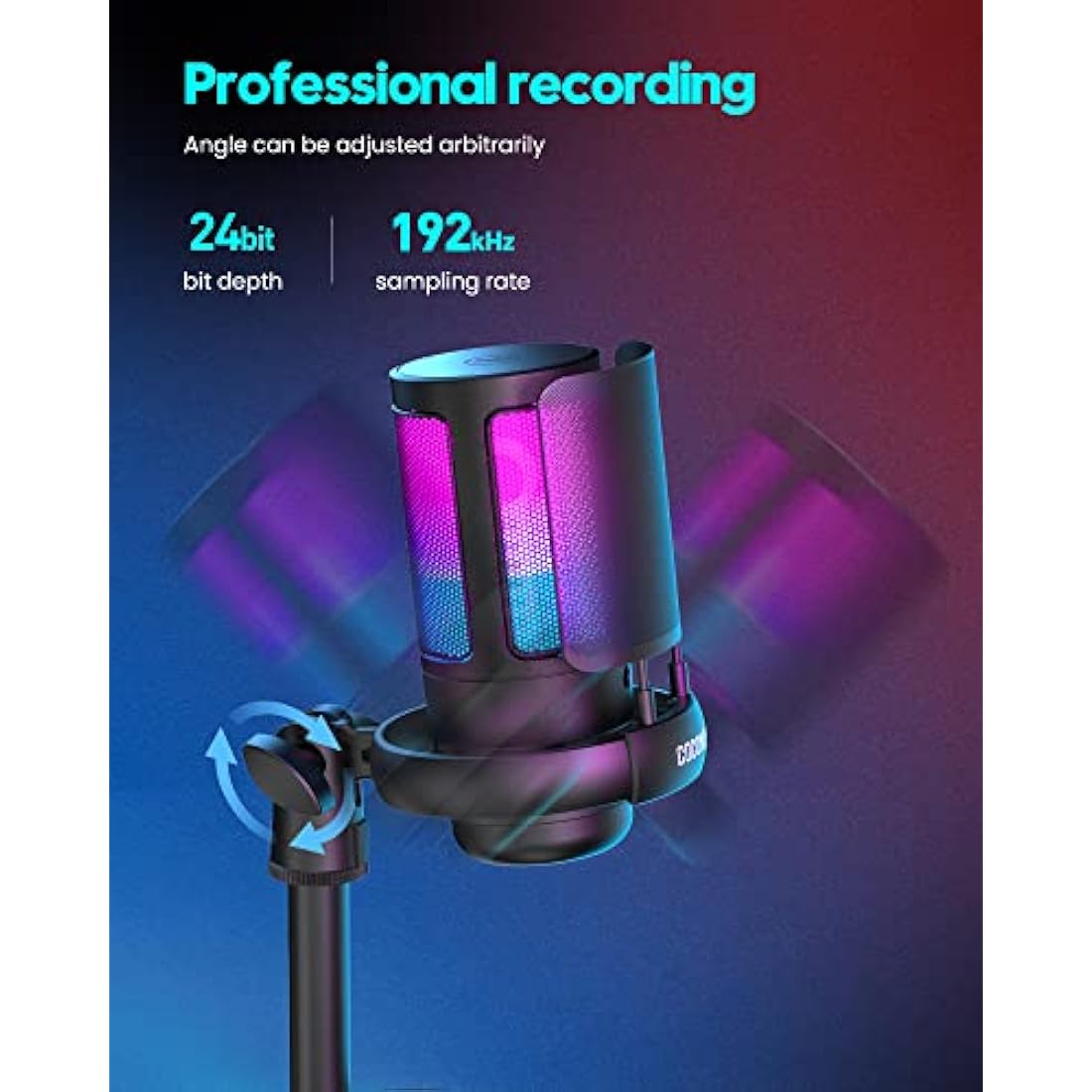 COCONISE USB Gaming Microphone | RGB Condenser Mic with Mute & Tripod