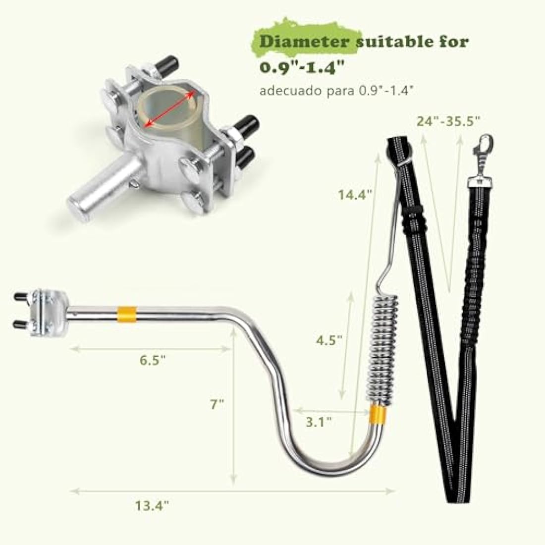 iPetba Hands-Free Dog Bike Leash – Shock Absorbing Bicycle Attachment