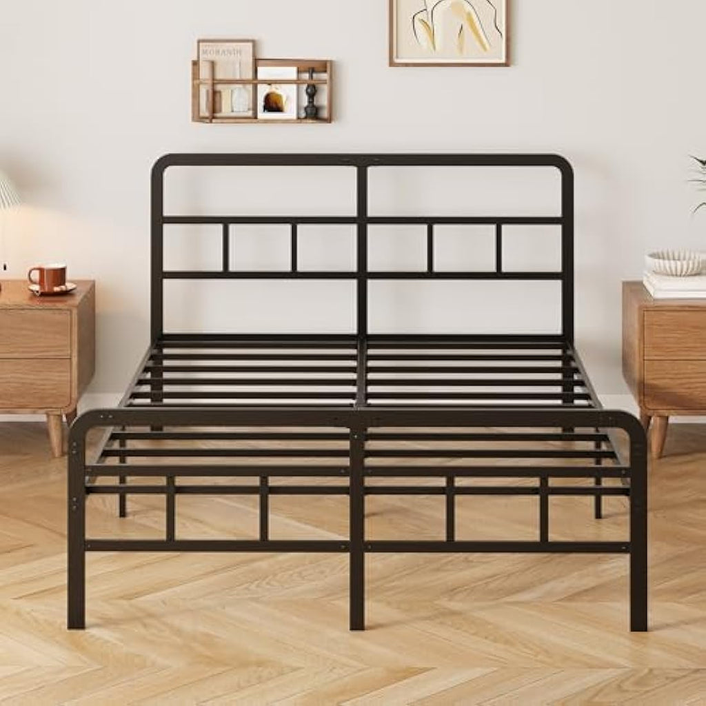 Yicensen Super King Metal Bed Frame | Black Platform Bed with Storage