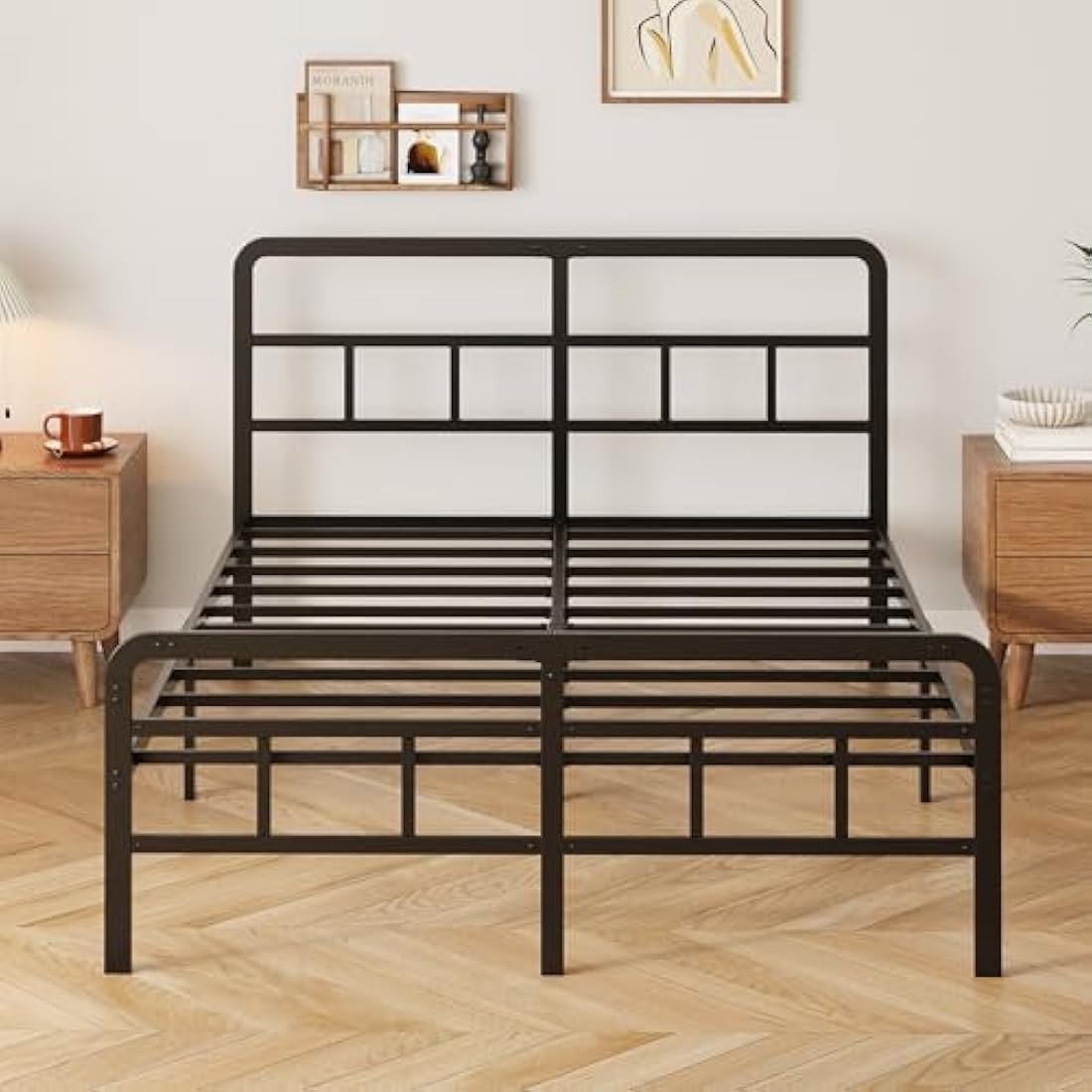 Yicensen Super King Metal Bed Frame | Black Platform Bed with Storage