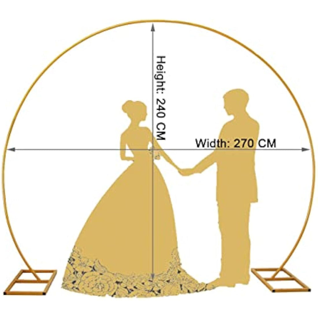 Jolof Store Metal Balloon Arch Stand – 2.7M Gold Semicircular Kit