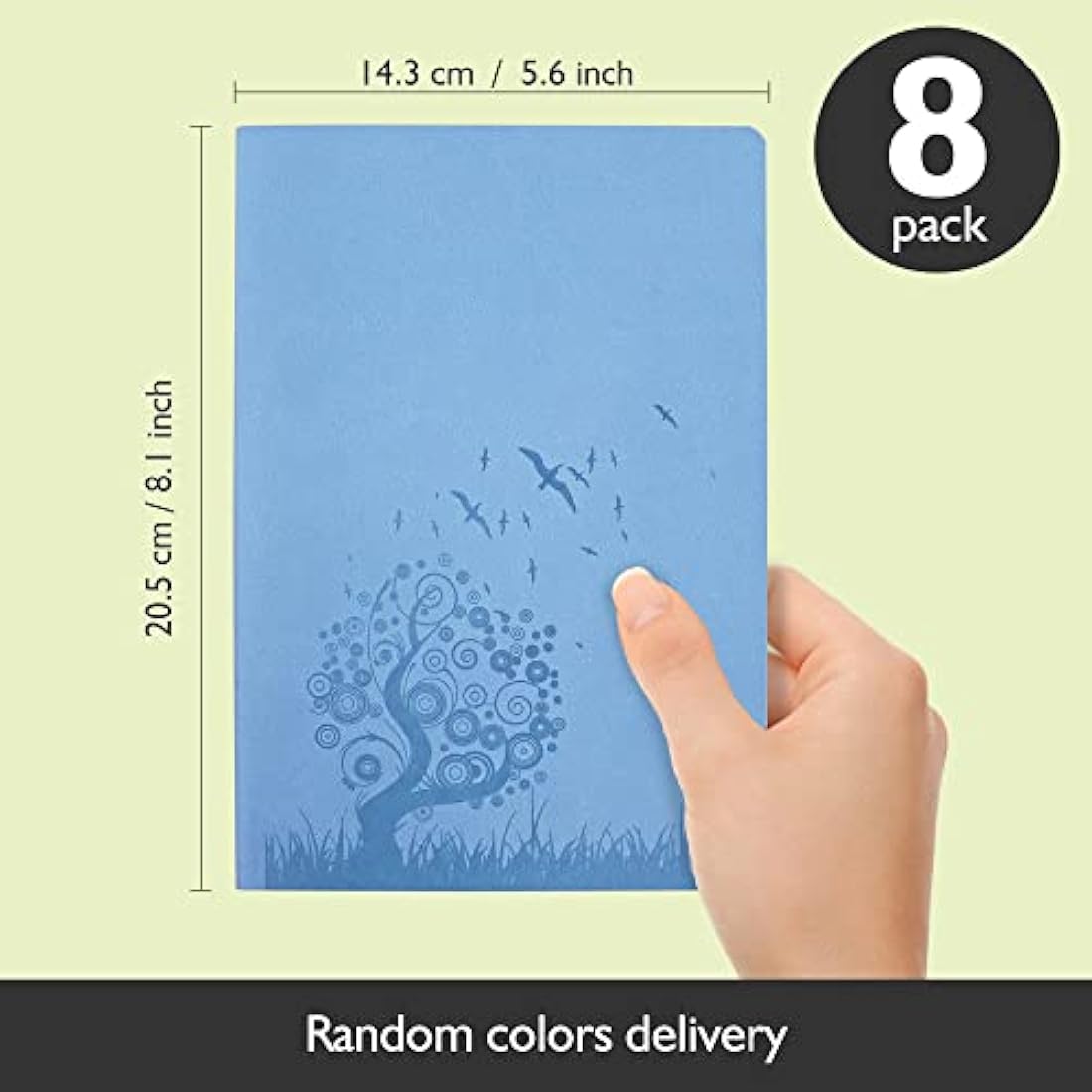 SINOBAND A5 PU Leather Lined Journal Notebooks - 8 Pack Random Colors