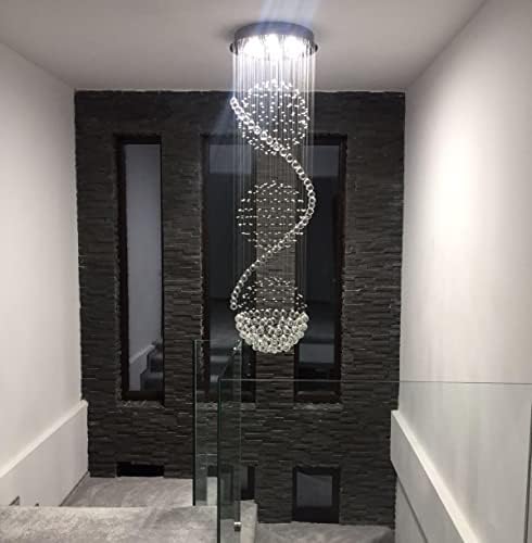 Spiral Sphere Crystal Chandelier – 180cm LED Flush Mount Lamp