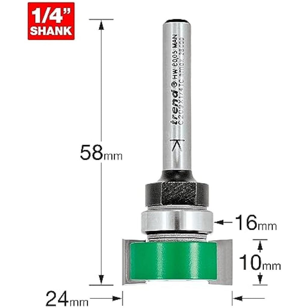 Trend CraftPro Intumescent Router Cutter - 1/4 Inch Shank Carbide Bit