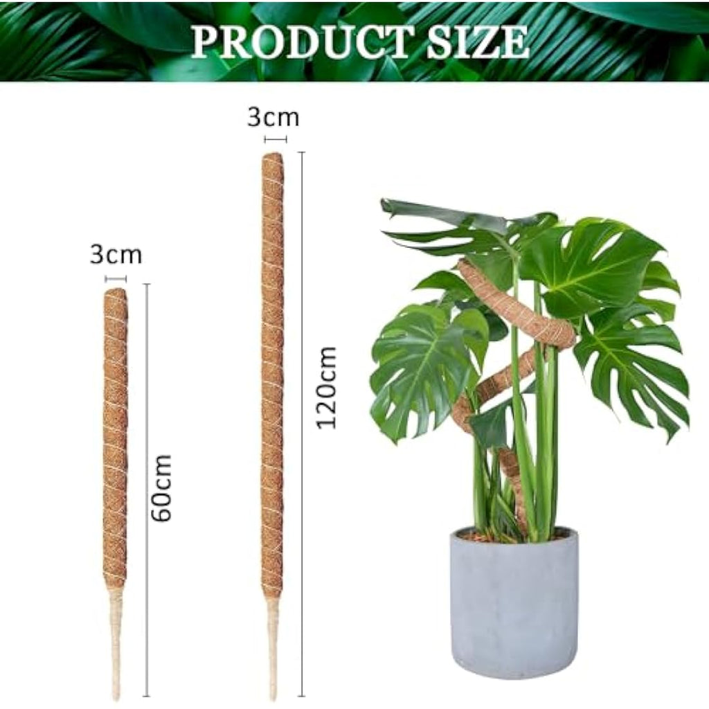 2-Pack Bendable Coir Moss Poles for Monstera - 60cm & 120cm