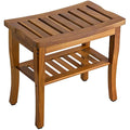 VaeFae Teak Shower Bench – Waterproof Wooden Spa Stool with Shelf