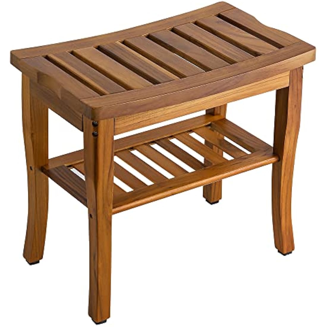 VaeFae Teak Shower Bench – Waterproof Wooden Spa Stool with Shelf