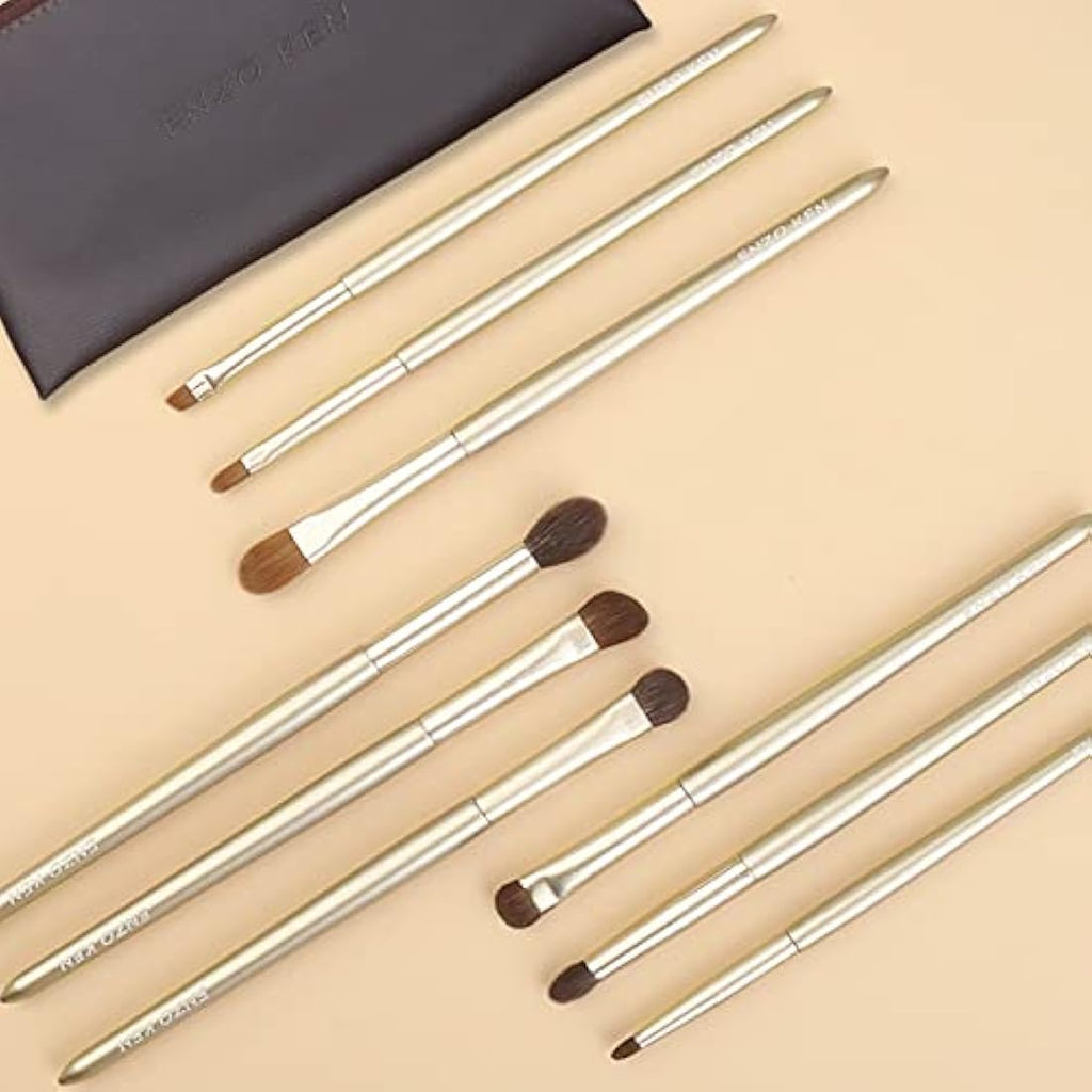 ENZO KEN Natural Goat Hair Eye Shadow Brush Set | 12pc Gold Pro Kit