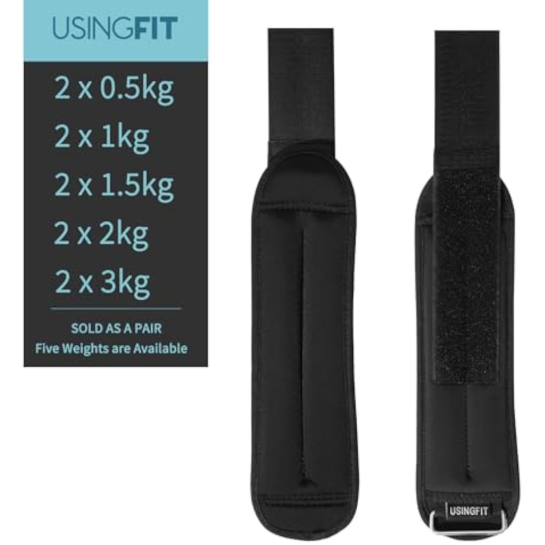 USINGFIT Adjustable Ankle and Wrist Weights Pair for Fitness – 1kg-4kg